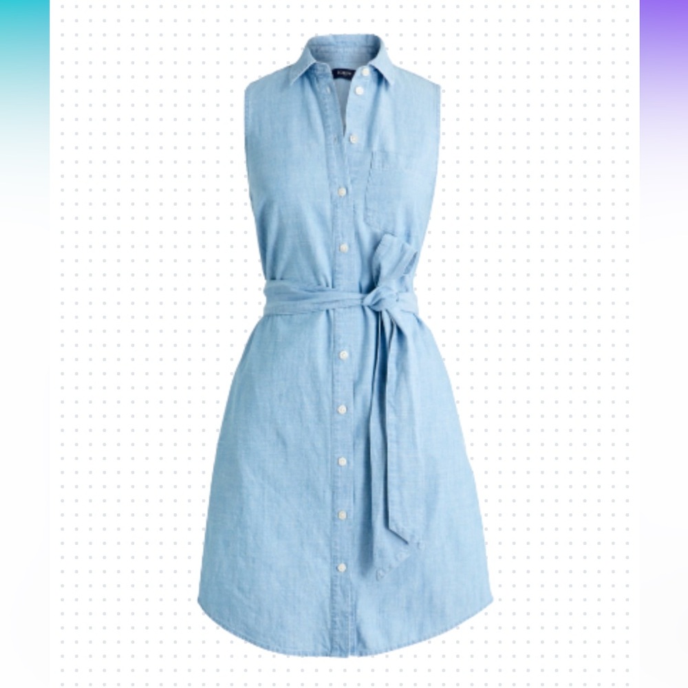 J. Crew Sleevelesss Chambray Shirt Dress. Size 10.